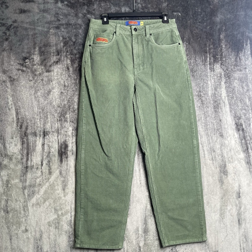 EMPYRE Y2K Women's Skater Relax Baggy Fit Green Corduroy‎ Size 28